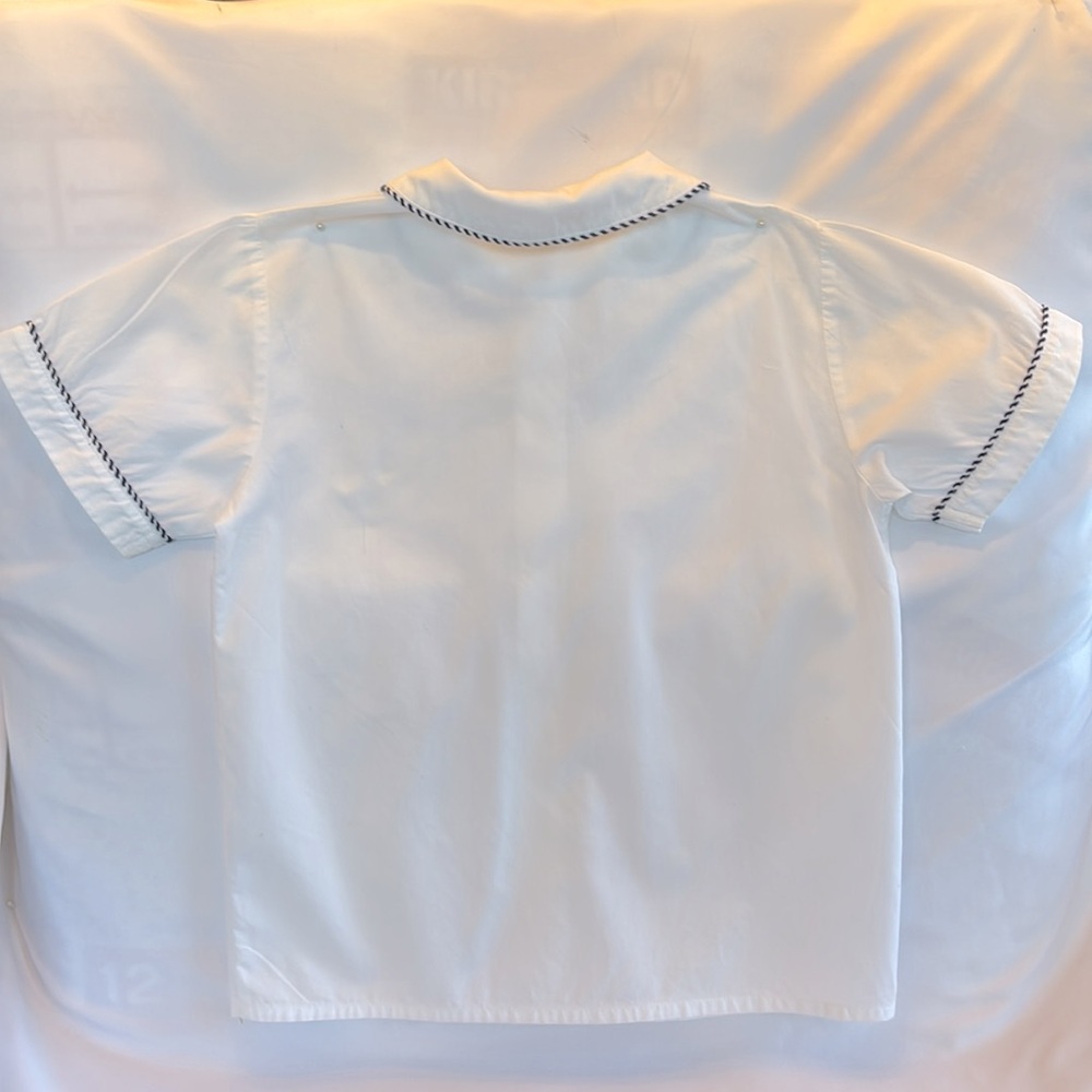VINTAGE NWOT ITALIAN ARC-EN - CIEL CLASSIC WHITE  KIDS SHIRT BLUE TRIM UNISEX 4T - Picture 9 of 14